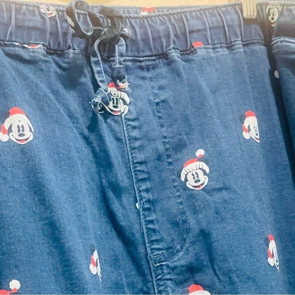 Disney Parks Mickey Mouse Christmas Print Jeans Joggers Pants Elastic 3X - Picture 3 of 8